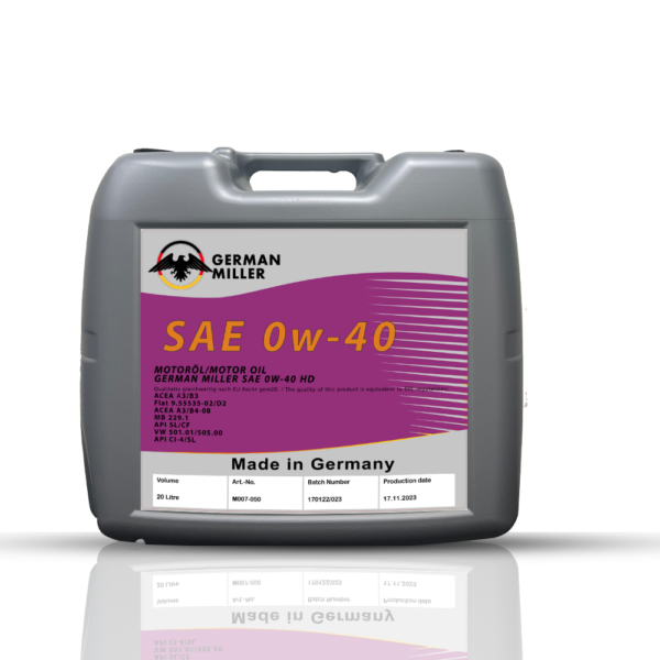 German Miller 0W-40-20L High-Performance Engine Oil